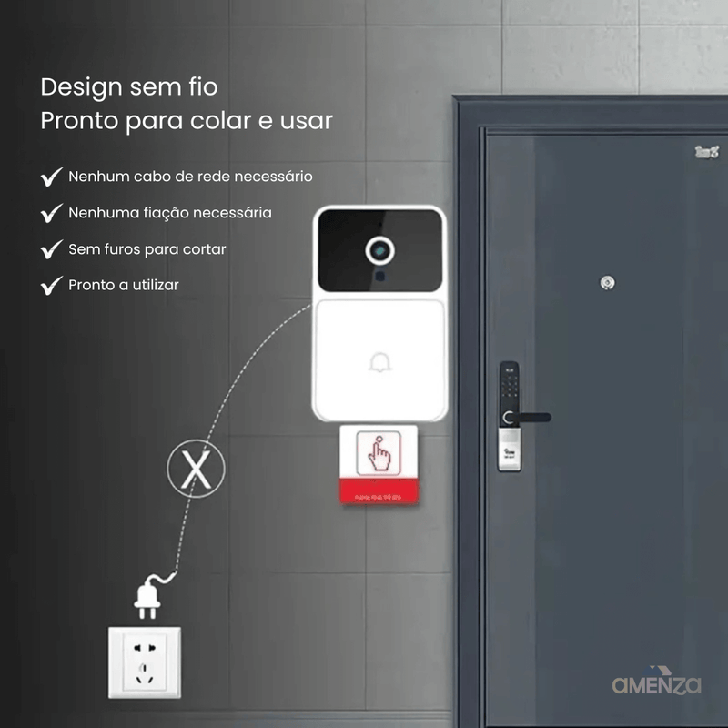 Campainha Sem Fio Inteligente Com Câmera e Áudio Wi-fi + Frete Grátis